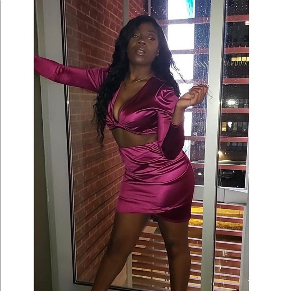 Two Piece Co-Ord Fuchsia Skirt  Set